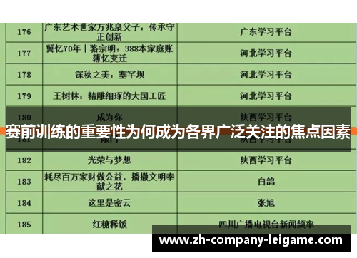 赛前训练的重要性为何成为各界广泛关注的焦点因素